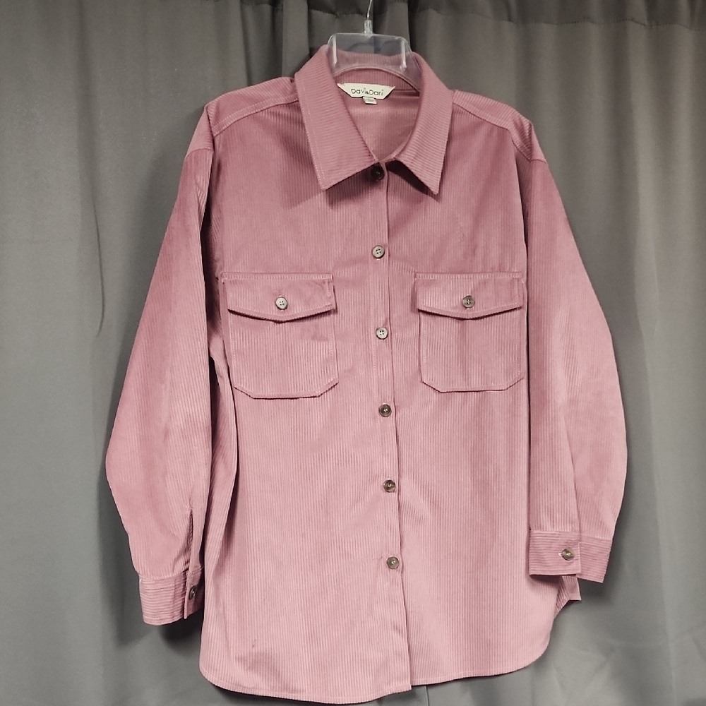 Large Davi & DANI Pink Corduroy Button-Up Shirt